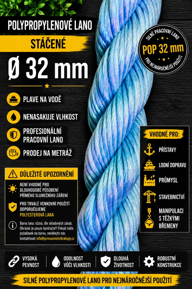 Polypropylenové lano stáčené 32 mm