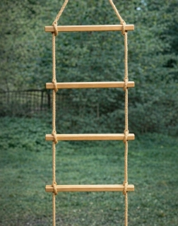 Lanový žebřík z juty s dřevěnými příčkami | ruční výroba